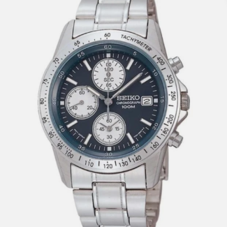 Seiko SND365PC navy dial chronograph watch front view